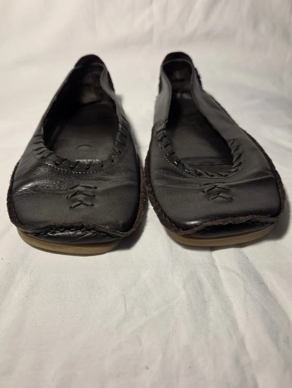 Soul of Africa Dark Brown Leather Square Toe Flats Euro 40